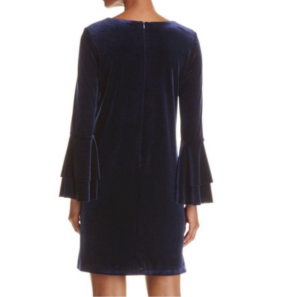 Navy Retro Boho Bell Sleeve Velvet Cocktail Dress Short Mini Whimsigoth Size S - Picture 2 of 6